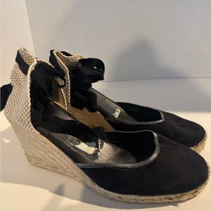 Black Coach Mindy Espadrille Wedge Sandals - Size 11